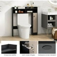 thumbnail image 6 of NALYL Over The Toilet Storage Cabinet, Freestanding Bathroom Space Saver w/ 2 Adjustable Shelves, 2 Open Shelves & 1 Top Shelf, Anti-Tilting Kit, Toilet Rack for Bathroom Laundry (Black), 6 of 7