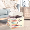 thumbnail image 3 of Yayeee Collapsible Cube Storage Bin with Lid Fabric Closet Decorative Basket with Handles, Flying Planes, 3 of 7