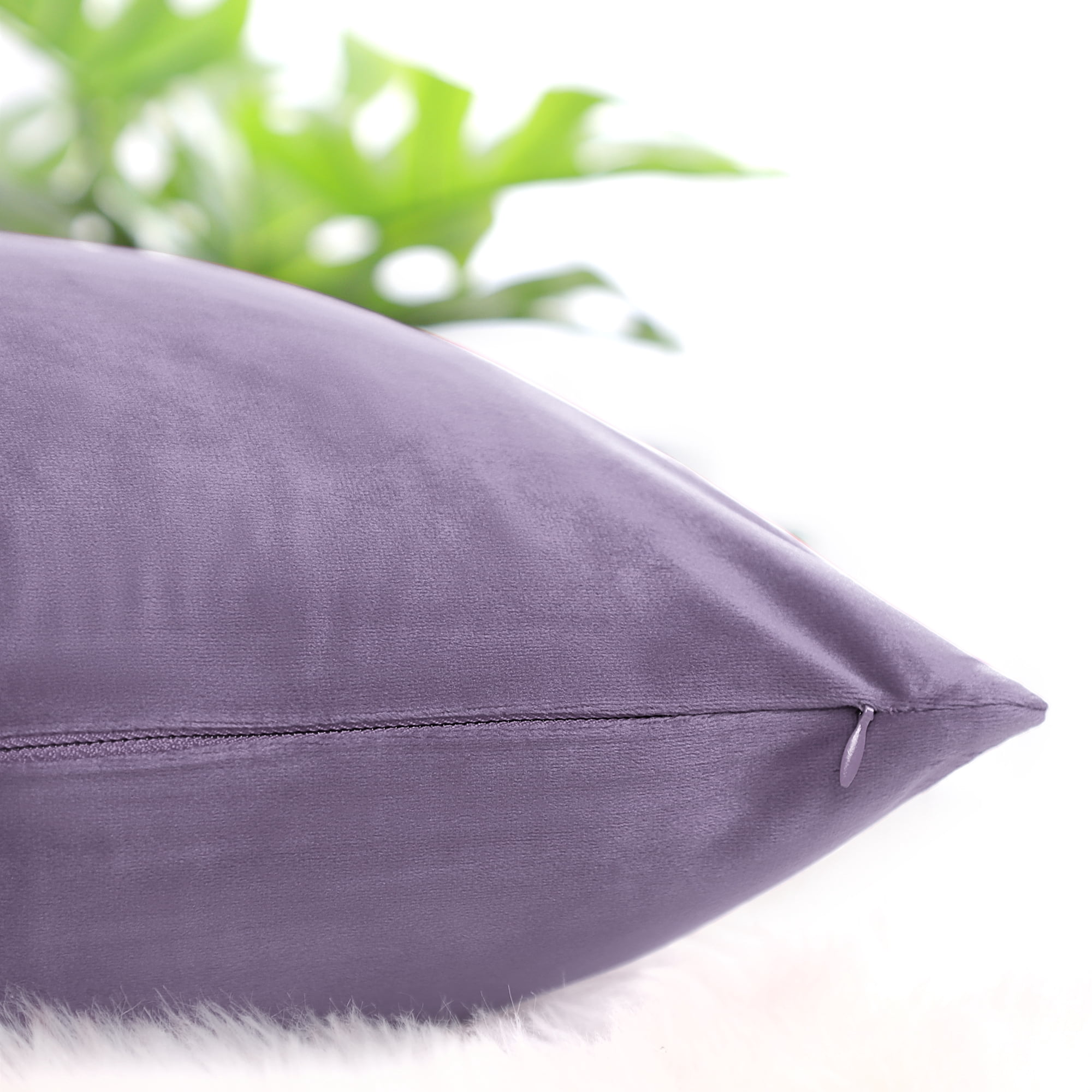 Unique Bargains Velvet Decorative softCushion Throw Pillow Cover 18" x 18" Purple