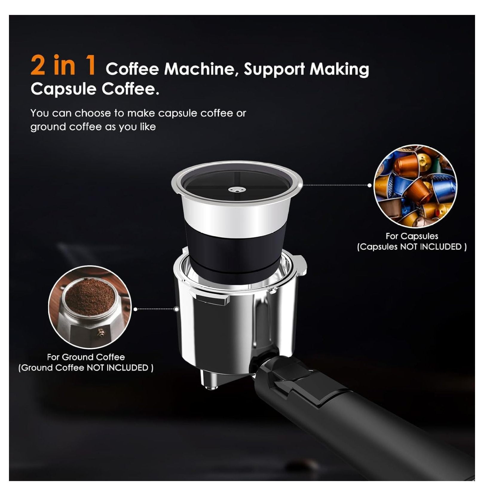 Espresso Machine 20 Bar, Semi-Automatic Espresso Maker with Milk Frother Wand, 45 OZ Removable Water for Cappuccino, Latte, Home