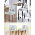 thumbnail image 5 of Summer Nautical Bar Stool Covers Set of 2, Happy Summer Coastal Blue Checkered Stretch Washable Bar Chair Covers with Backs, Removable Pub Counter Height Chair Cover for Kitchen Dining Room Cafe, 5 of 7