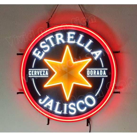 Queen Sense 24"x24" Custom Estrella Jaliscos Cerveza Beer LED Sign Light Neon Signs With Dimmer Party Home Wall Decor Lights W124EJBVVD-XLED