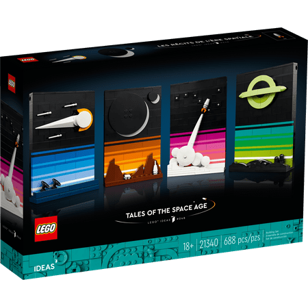 LEGO - Ideas Tales of the Space Age Building Set, 4 Connectible 3D Postcard Models 21340