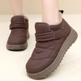 thumbnail image 2 of Womens Platform Snow Boots Hoop and Loop Slip on Comfy Furry Lined Soft Sole Waterproof Cute Winter Booties Brown 7, 2 of 8