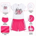 thumbnail image 4 of Real Love Girls Shorts Set - 2 Piece Stylish Knitted Short Sleeve Graphic Tees and Shorts for Girls, 4 of 7