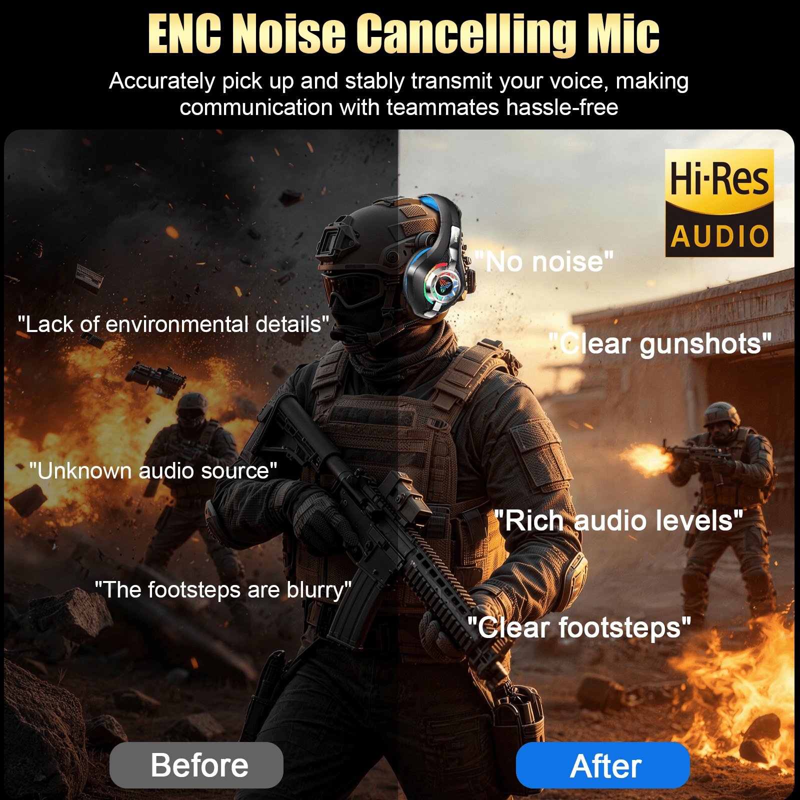 2.4GHz Wireless Gaming Headset for PS4/PS5/Xbox/Switch/PC, Bluetooth Over Ear Headphones with ENC Noise Cancelling Mic,7.1 Stereo Surround Sound, 40mm Drivers, RGB Light, 45H Battery Gaming Headphone