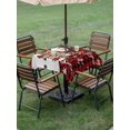 thumbnail image 3 of Outdoor Tablecloth with Umbrella Hole and Zipper, Red Plaid Christmas Snowman Square Table Cloth 54x54 Inch Waterproof Tablecloth, Xmas Botanical Birds Snowflake Picnic Table Cover for Patio Camping, 3 of 7