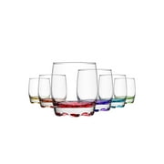 LAV Drinking Glasses Set of 6 - Colored Glass Tumblers for Water 9.75 oz