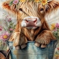 thumbnail image 5 of Funny Highland Cow Shower Curtain, Farmhouse Bull Spring Watercolor Floral Western Animal Wooden Bath Curtain,Rustic Flower Plant Fabric Bath Accessories Shower Curtain Set with Hooks, 54X70in, 5 of 5