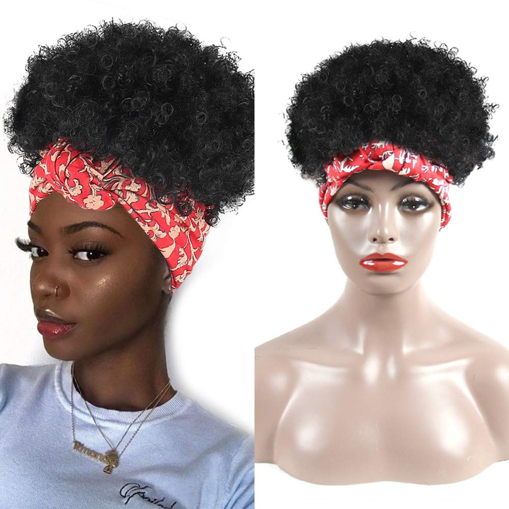 Turban Wrap Wig Afro Puff Drawstring 