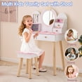 thumbnail image 6 of Kids Vanity, Crown Element Princess Girls Vanity with 4-Drawer, Toddler Makeup Vanity Set with Solid Wood Legs, White and Pink, 6 of 9