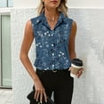 thumbnail image 6 of GXIPO Womens Sleeveless Button Down Shirt Classic Collared Blouse Basic Tank Tops Work Office Chiffon Tops Blue S, 6 of 6