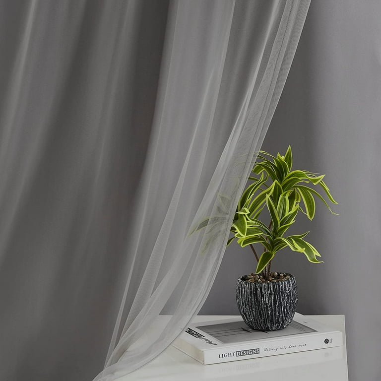 Pinewave Blackout Curtains with Sheer Overlay Mix and Match Double