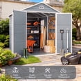 thumbnail image 5 of 8 X 6 Ft Outdoor Plastic Storage Shed with Floors, Resin Tool Shed with Lockable Door & Vents, Perfect for Yard, Garden, Gray, 5 of 10