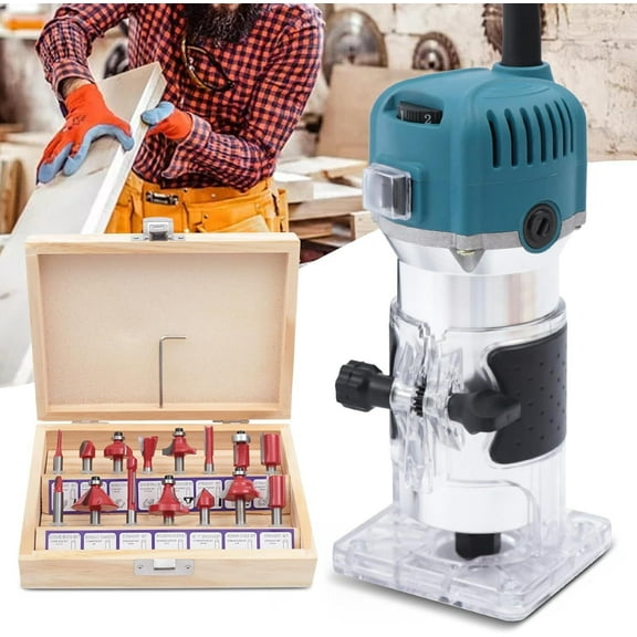 SHANNA Wood Router 800W Electric Trim Router for Woodworking with 15 Pcs Router Bits Set