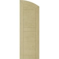 thumbnail image 5 of Ekena Millwork 18"W x 76"H (70" Low Side) Timberthane Knotty Pine Two Equal Flat Panel w/Elliptical Top Faux Wood Shutters (Per Pair), Primed Tan, 5 of 6