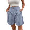 thumbnail image 1 of Women's Elastic Waist Wide - Leg Shorts - Ruffled, with Pockets for Work and Casual, 1 of 8