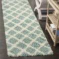 thumbnail image 4 of SAFAVIEH Layla Geometric Plush Shag Area Rug, Seafoam/Ivory, 6' x 6' Round, 4 of 10