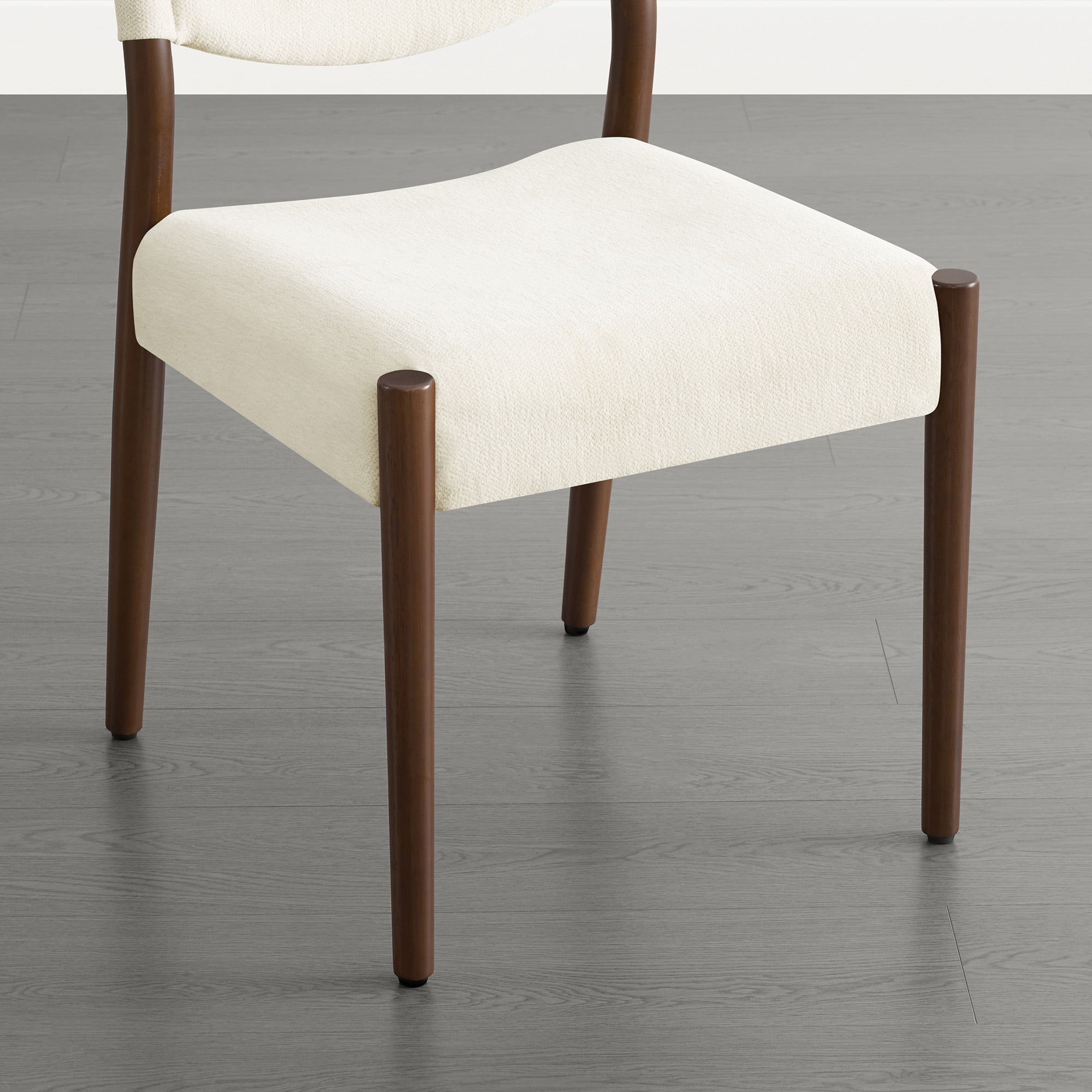 Spruce & Spring Solid Rubber Wood Dining Chair, Spill-Resistant & Stain-Resistant Chenille Fabric, Modern Upholstered Seat with Ergonomic Back, for Kitchen Living Room, Linen, Set of 2