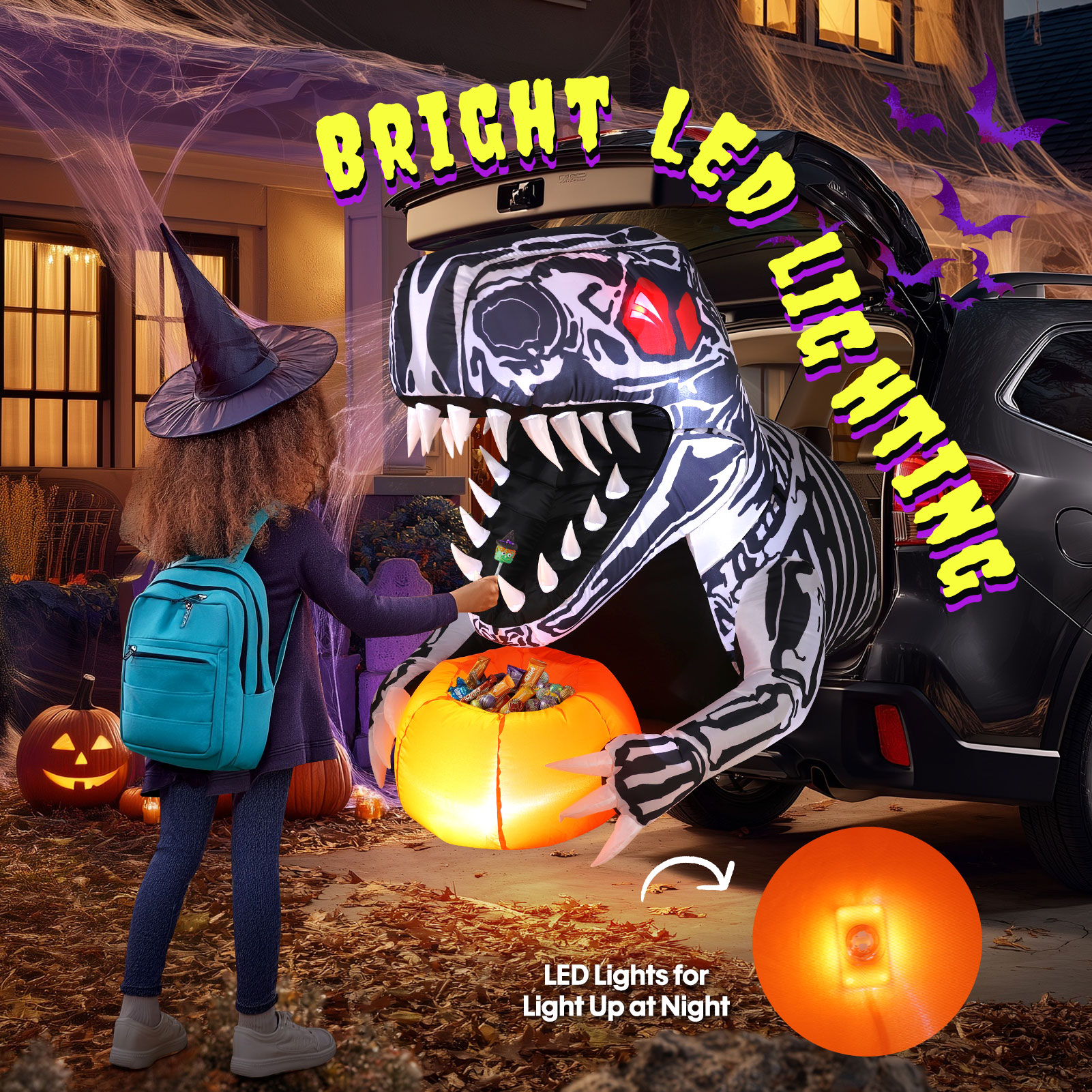 Ayieyill 3.6 Ft Halloween Inflatable Skeleton Dinosaur photo 6