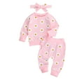 thumbnail image 2 of Musuos Newborn Baby Clothes Set, 6 9 12 18M Floral Printed Sweatshirts Tops+Pants+Bow Headband Outfit, 2 of 8