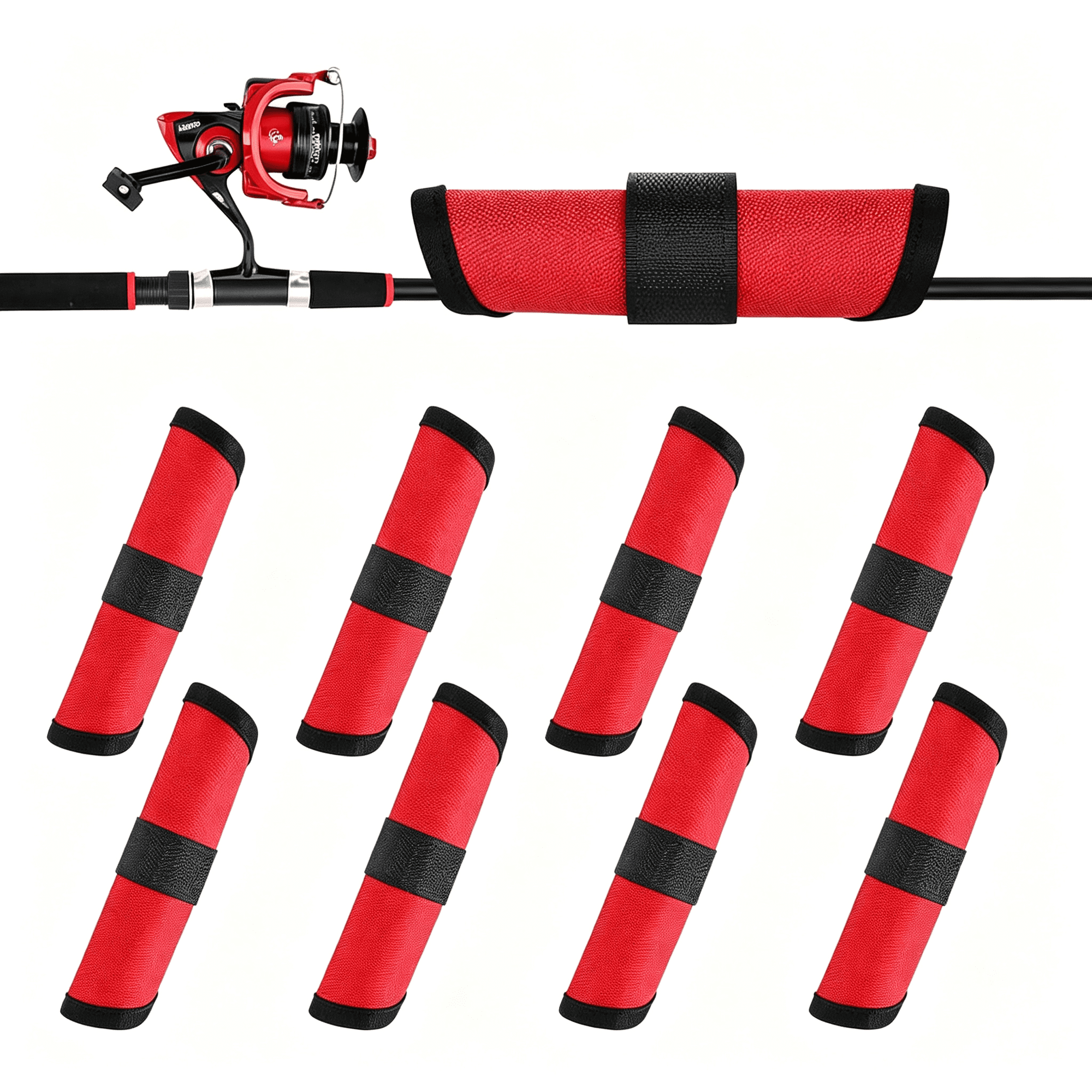 BESTSKY Fishing Hook Covers 5.9 Fishing Lure Covers Lure Shield Tackle Wraps for Most Fishing Rods,Roll Up Fishing Lure Wraps to Keep Fishermen Fishing Safe for Fishing Rod (Red)