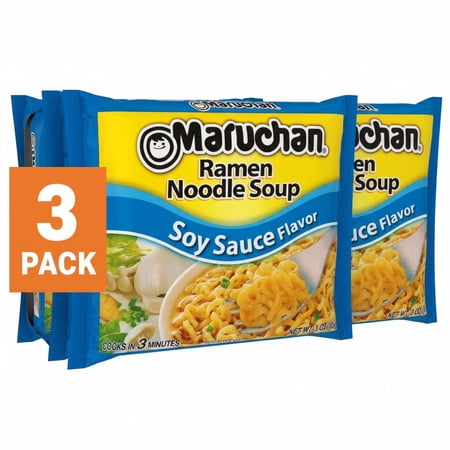 Maruchan Ramen Noodle Soup, Soy Sauce Flavor Instant Noodles, Shelf Stable, 3 oz ( 3 Pack )