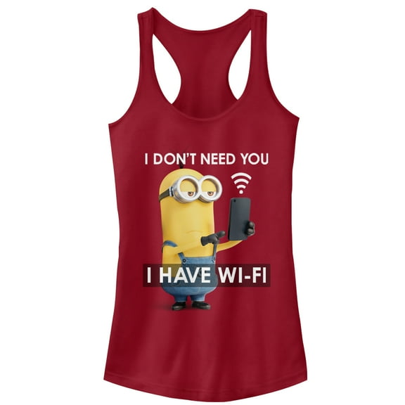 Junior's Despicable Me Minion Wi-Fi  Racerback Tank Top Scarlet Medium