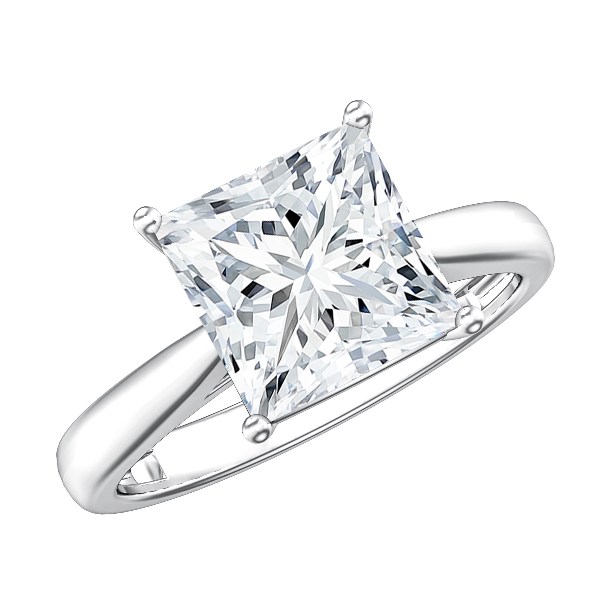 Rosec Jewels IGI Certified Lab Grown Diamond Solitaire Engagement Ring 3 Carat (E-VS1 Quality) - Princess Cut Diamond Ring, 925 Sterling Silver, US 4.00