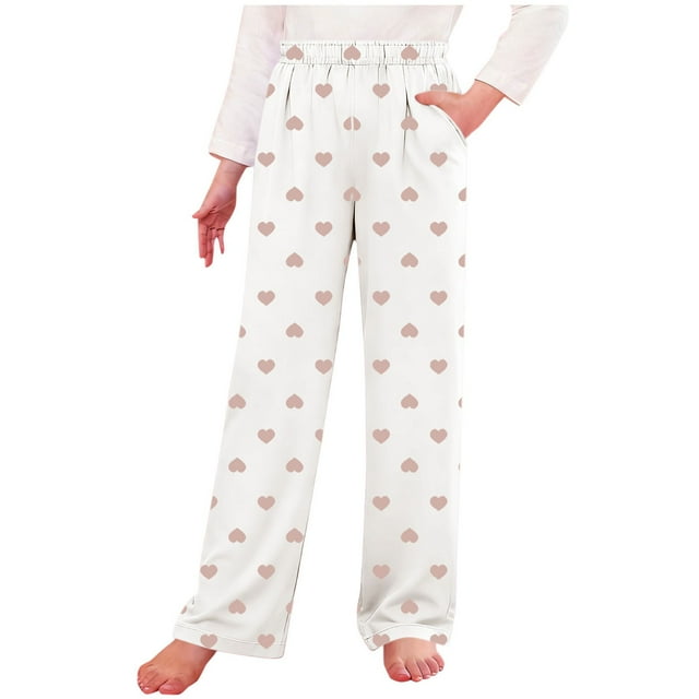 Pantalones largos para niños, pantalones casuales holgados para estar en casa, pantalones para dormir, pantalones holgados de pierna ancha para niños y niñas, pantalones de poliéster para niños