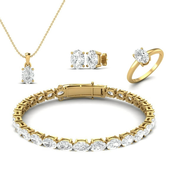 23.50 Carat Moissanite Diamond E Color VS1 Clarity Brilliant Cut 925 Sterling Silver Gold Plated Halo Necklace Set Earrings Ring and Bracelet Set