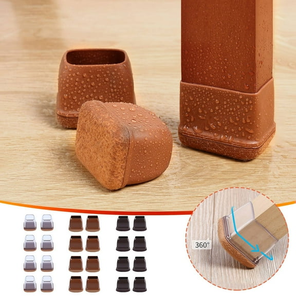 Blukids 8Pcs Chair Leg Floor Protectors, Chair Leg Caps, Silicone Chair Leg Floor Protectors with Felt, Silicon Furniture Leg Feet Protection Cover Protect Hardwood Floor,0.75",Medium,Black