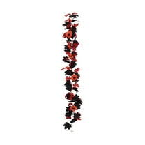 geerera 69 Inch Black Artificial Maple Leaf Garland, Fake Fall Leaves Garland Gothic Hanging Decor for Autumn Party Home Decor Table Centerpiece Mantel Wall