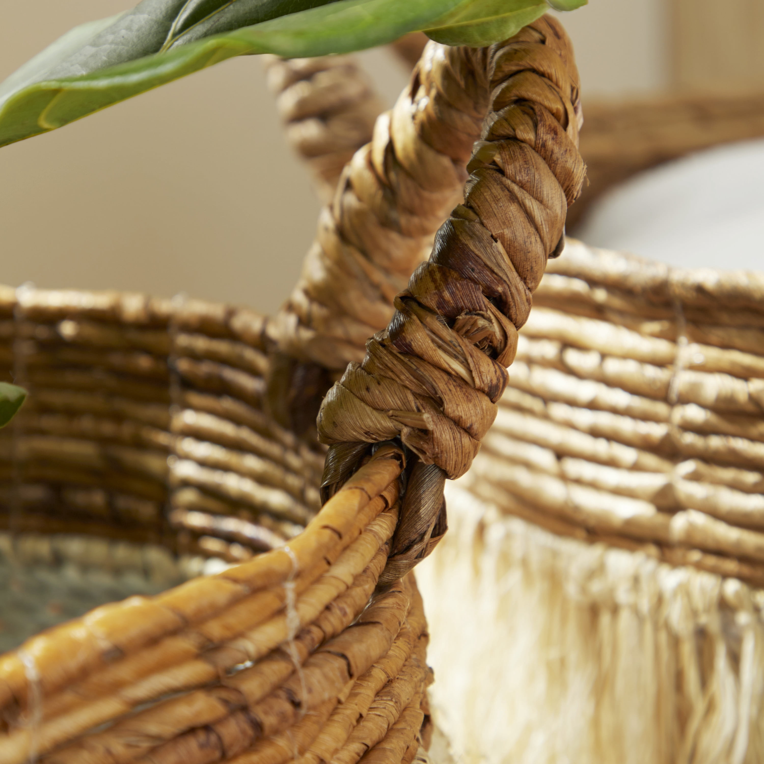 CosmoLiving by Cosmopolitan 18", 16"W White Dried Plant Storage Basket, 2-Pieces