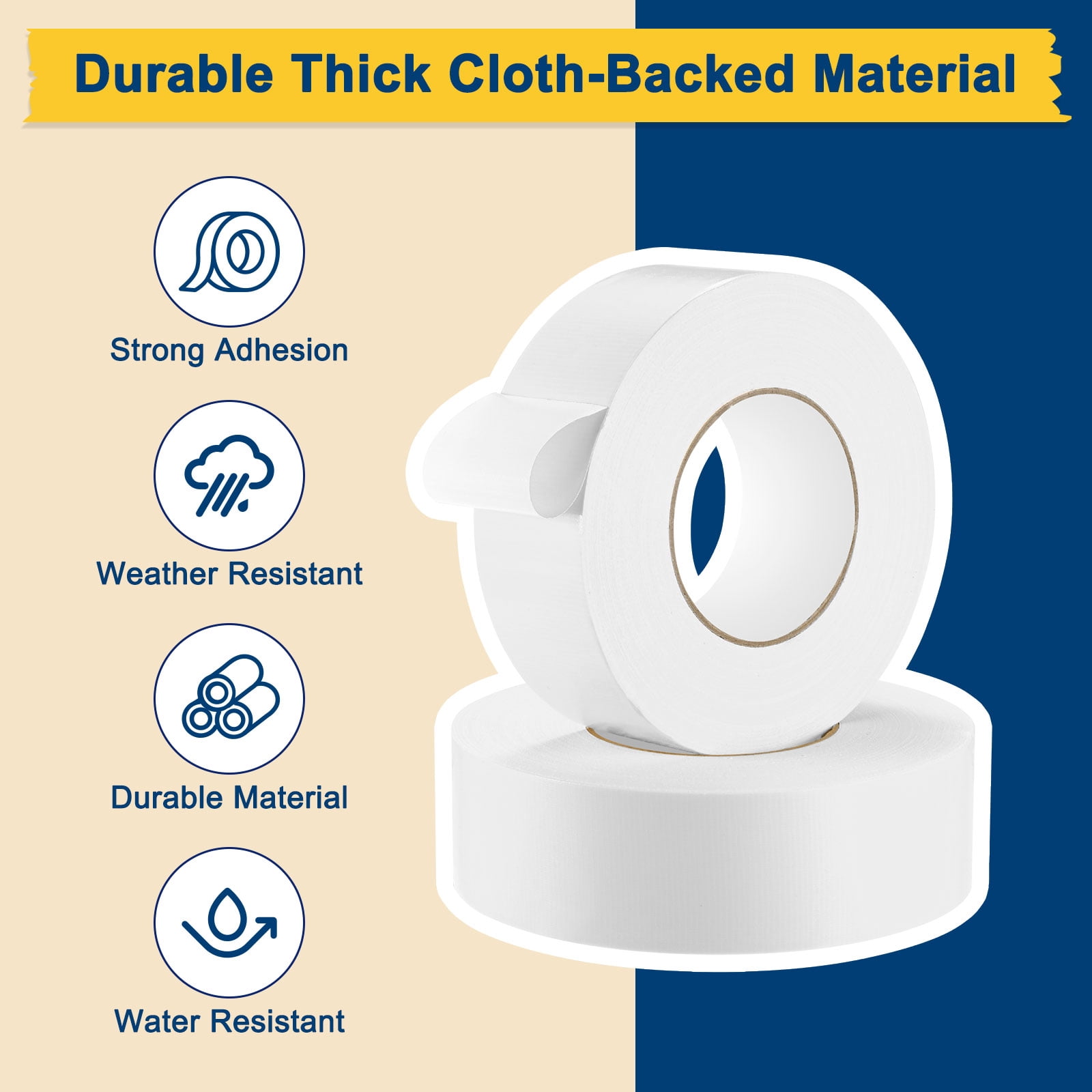 Uxcell Pickleball Court Tape, 2Inch x 230Ft Outdoor Pickleball Lines, Court Marking Kit for Temporary/Gym/Tennis/Driveway/Badminton/Sport [White]