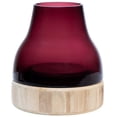 thumbnail image 4 of Northlight Glass Hurricance Candle Holder with Wooden Base - 9.75" - Merlot, 4 of 7