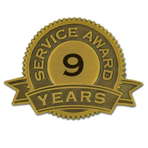 PinMart's 9 Year of Service Award Lapel Pin - 1 Piece