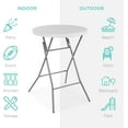 thumbnail image 4 of Songqin 32in Bar Height Folding Table Round Indoor Outdoor with Locking Legs & Heavy Duty Frame – Portable Patio Table for Backyard, Dining, Events-White, 4 of 8