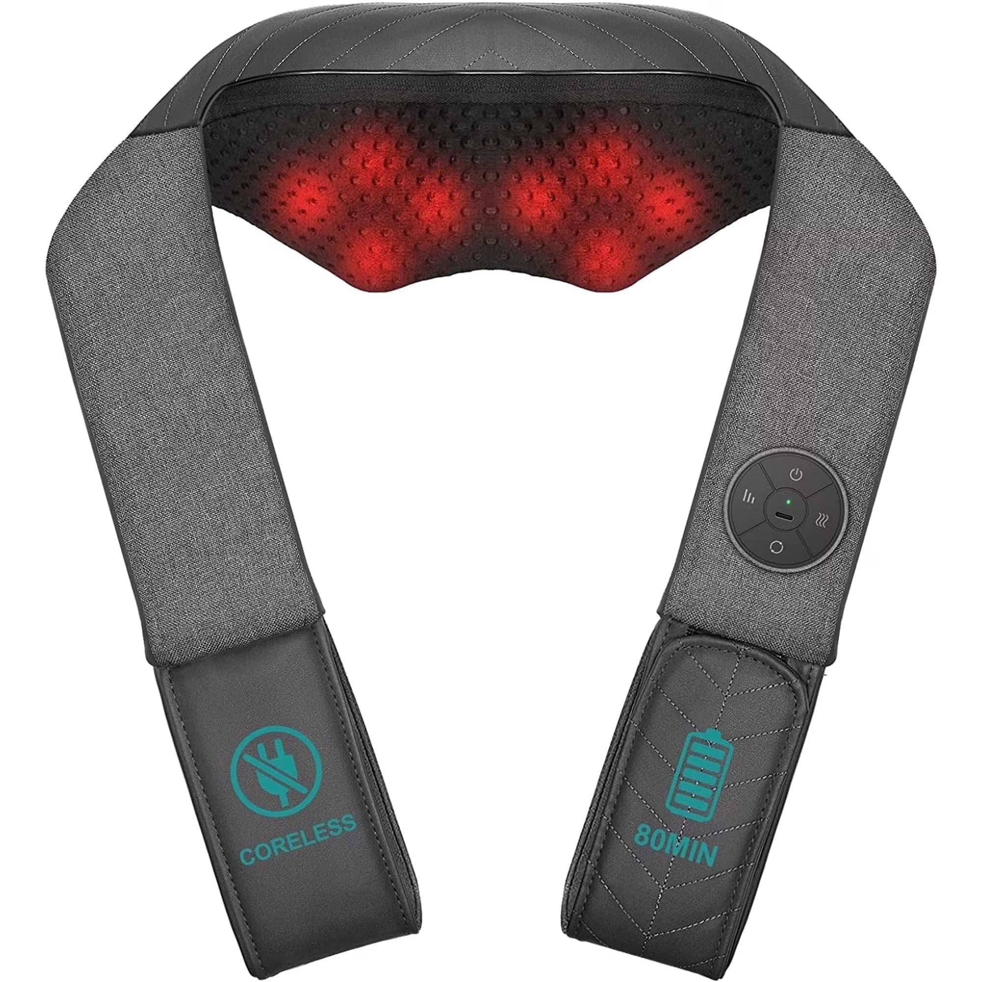 Nekteck Neck and Shoulder Massager with Heat, Cordless Shiatsu Neck Massager, Deep Tissue Kneading Neck and Back Massager Pillow, Birthday Holiday Gifts for Women Men