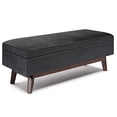 thumbnail image 1 of SIMPLIHOME Owen 48 inch Wide Rectangular Coffee Table Lift Top Storage Ottoman, Cocktail Footrest Stool in Upholstered Distressed Black Faux Air Leather for the Living Room, Mid Century Modern, 1 of 5