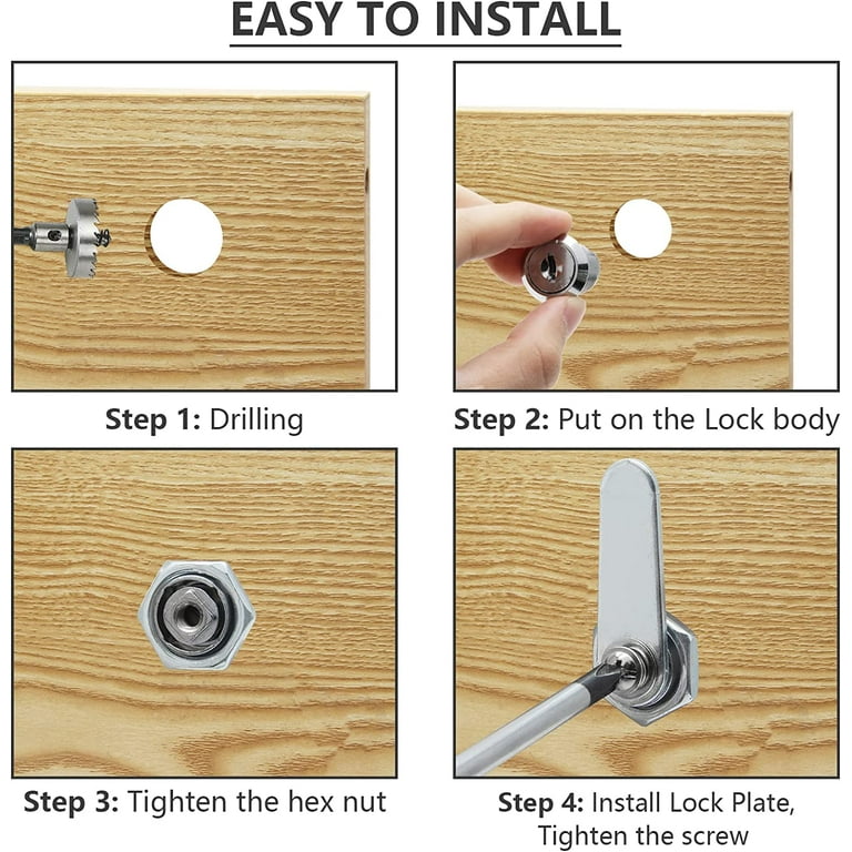 Hecfu 1 Pack Cabinet Locks with Keys, 1-1/8 Cam Lock keyed Alike