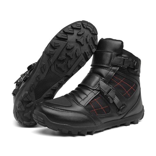 Botas de moto y zapatos de moto para todas las estaciones para hombre y mujer.,Negro rojo,44