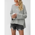 thumbnail image 6 of Women Crewneck Sweaters Bell-Style Sleeve Batwing Knit Tops Slouchy Soft Pullover Tops Gray XL, 6 of 9