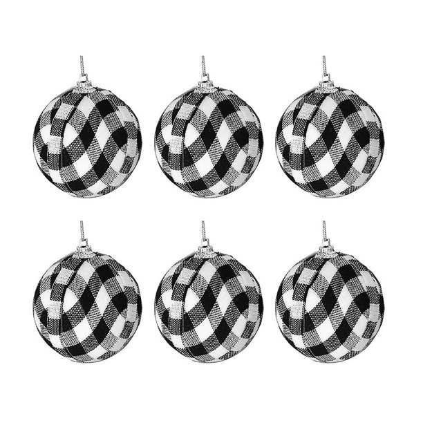 2 Adornos de bolas a cuadros, decoración navideña, bolas envueltas en tela, vacaciones de Navidad para decoración del hogar