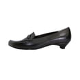 thumbnail image 3 of PEERAGE Louise Women Extra Wide Width Smart Casual Leather Loafers with Kitten Heels BLACK 5, 3 of 6