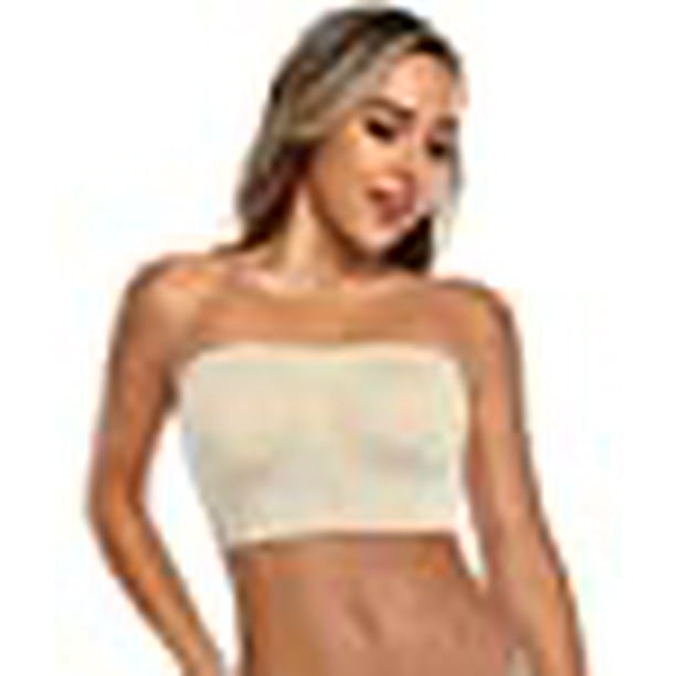 ANGOOL Strapless Comfort Wireless Bra with Slip Silicone Bandeau Bralette  Tube Top 1Pack Beige