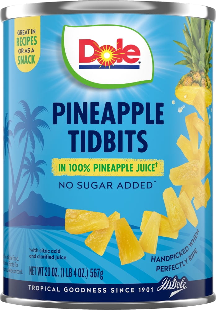 Dole Canned Pineapple Tidbits Fruit In 100% Pineapple Juice 20 oz - 5 Pack