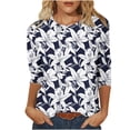thumbnail image 2 of Purcolt Women's Floral 3/4 Length Sleeve T-Shirts Casual Crew Neck Tunic Tops Summer Beach Vaction Tee Tops, 2 of 7