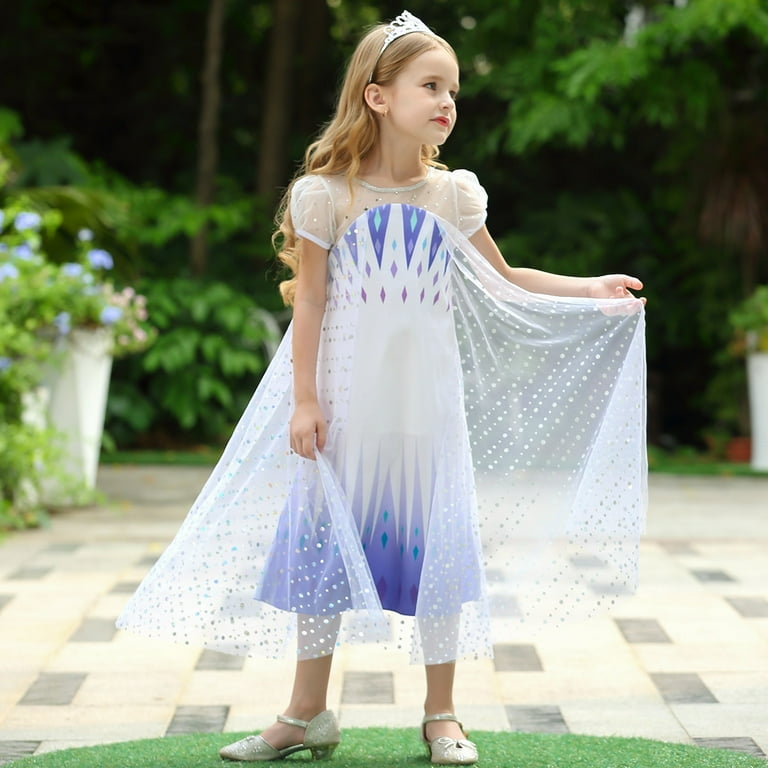Elsa Dress Princess Costume for Girls Frozen 2 Sequin Cosplay Party Dress  up With Accessories - Walmart.com