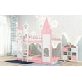 thumbnail image 3 of Twin Over Twin Castle Bunk Bed - Pink, Sturdy Pine Wood & Open Design, 3 of 15